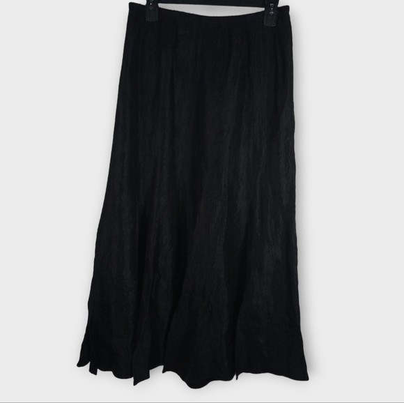 Expo New York Size Medium Black Metallic Pleated Vintage Midi Skirts - Picture 1 of 4
